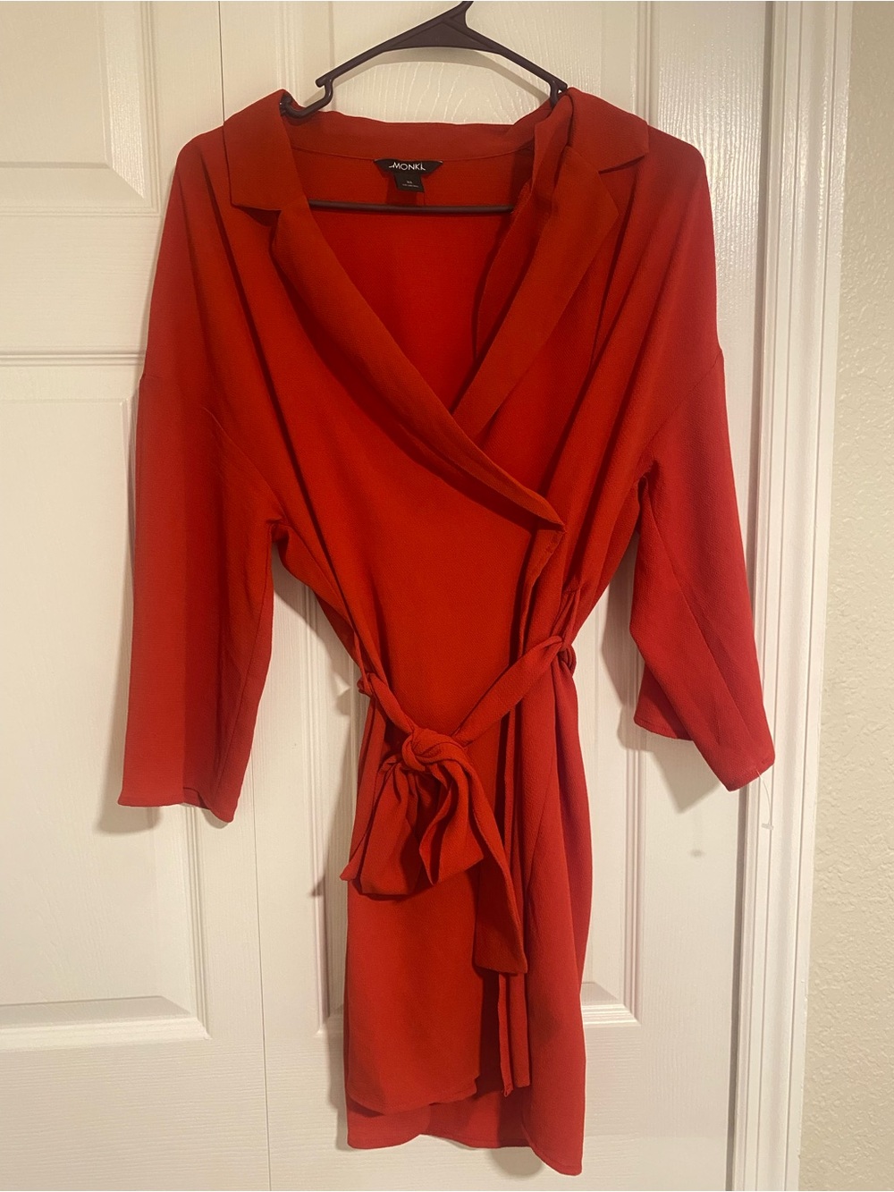 Monki Bright Red V-Neck Blouse Dress